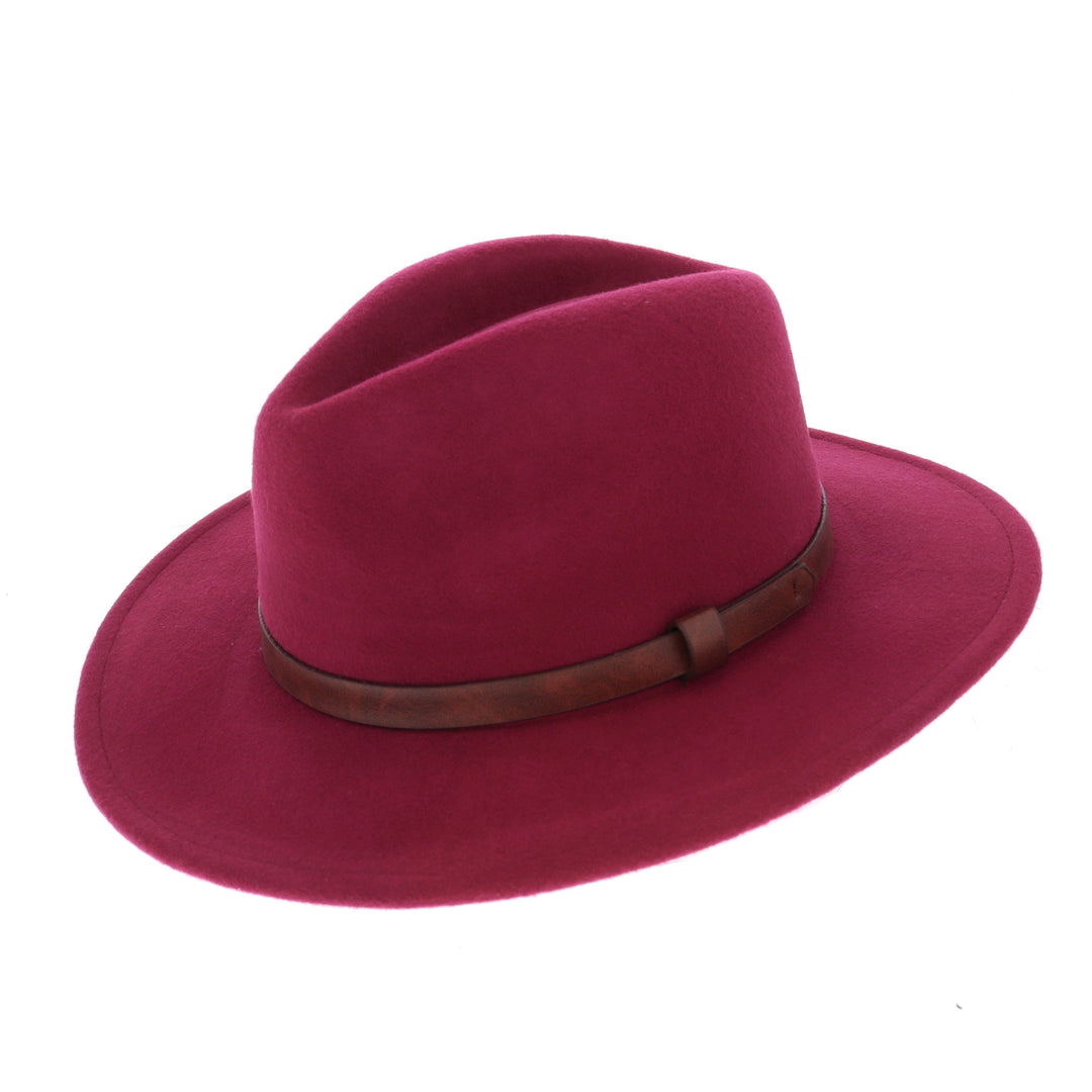 Ladies Burgundy Wool Fedora