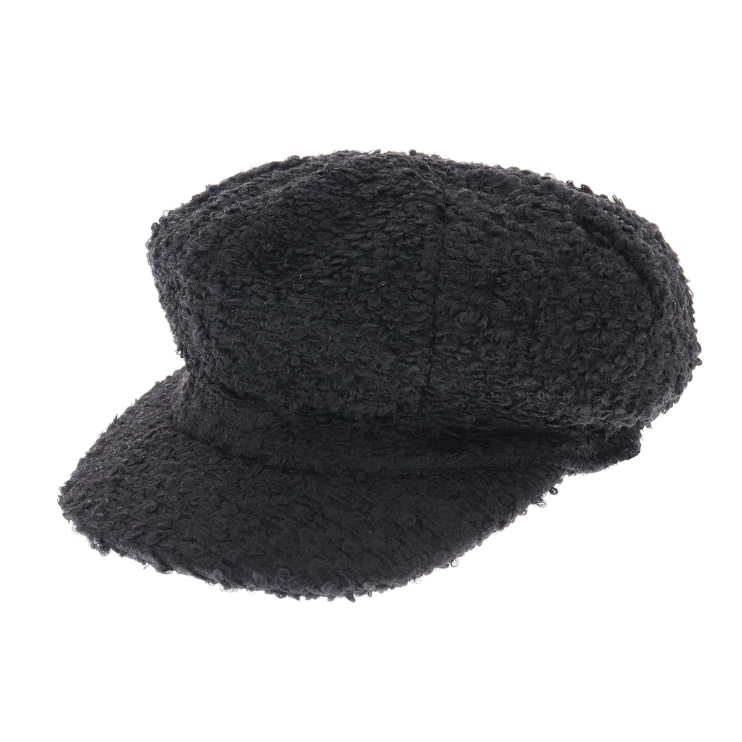 Black Ladies Bouclé Bakerboy Cap
