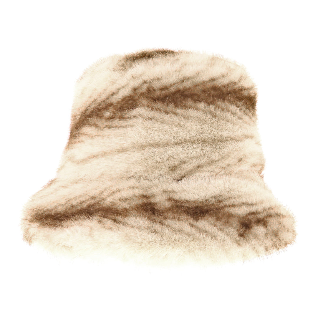 Faux Fur Down Brim Winter Hat in Oatmeal