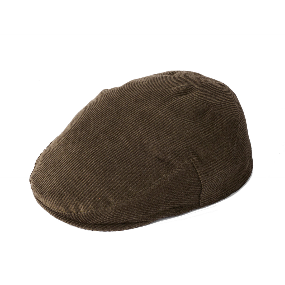 Failsworth Cord Flat Cap In Olive