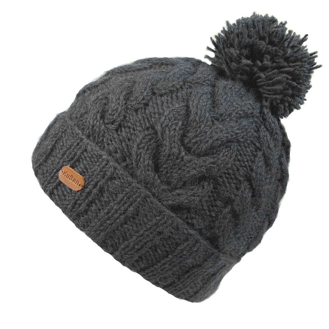 Kusan Cable Knit Bobble Hat Charcoal (PK2228)