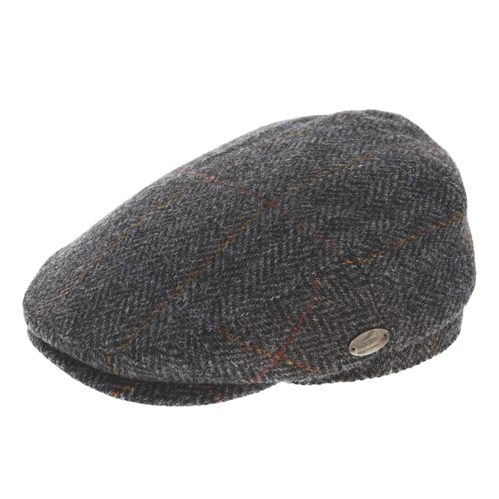 Whiteley Ear Flap 100% Wool Flat Cap In Grey