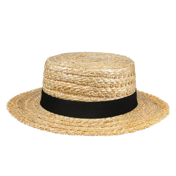 Christys' Classic Natural Straw Boater With Black Band