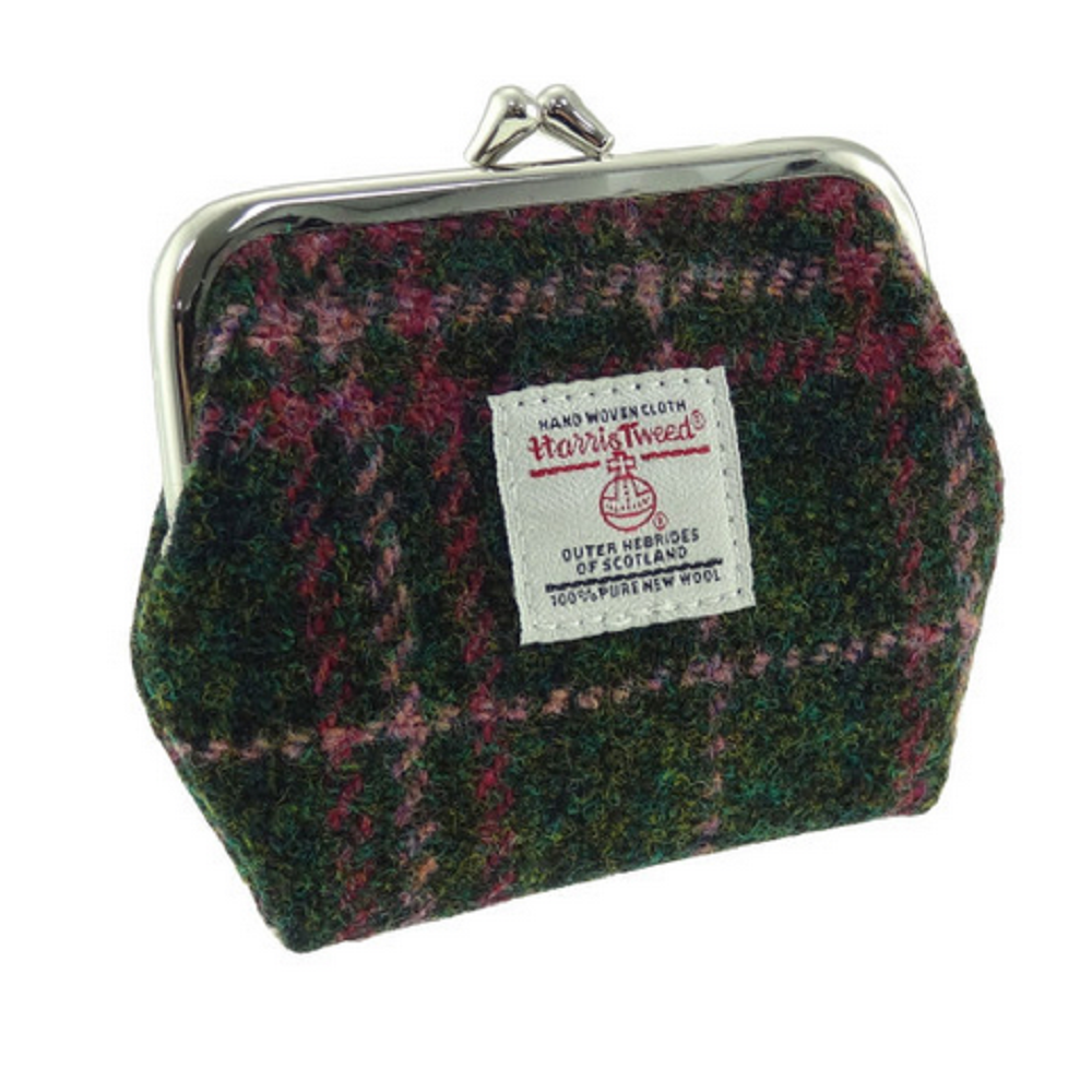 Glen Appin Eigg Small Clasp Coin Purse Green/Plum Check