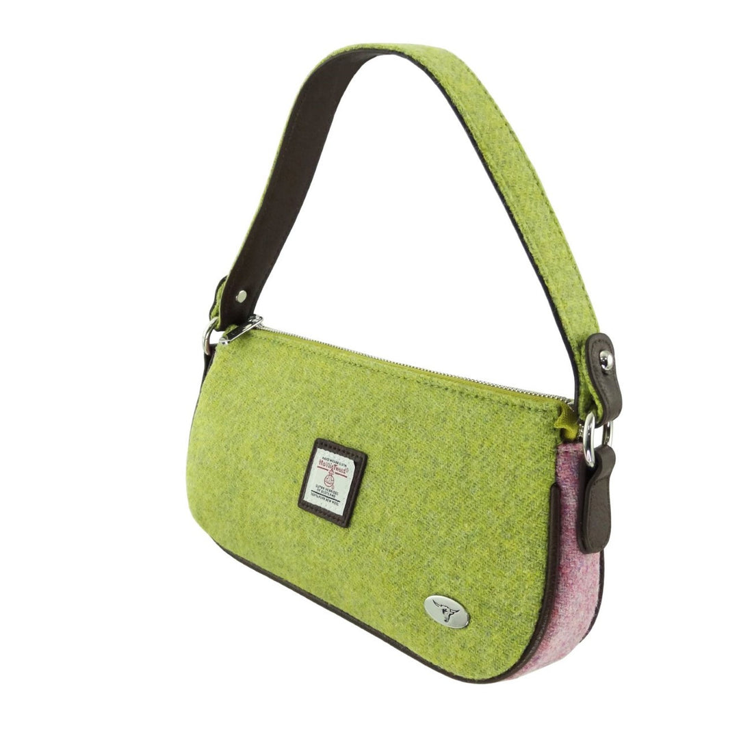 Glen Appin Harris Tweed Duchray baguette Shoulder Bag Green/Pink