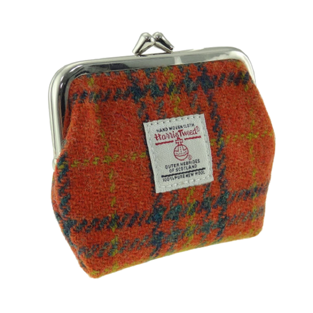 Glen Appin Eigg Small Clasp Coin Purse Orange Check