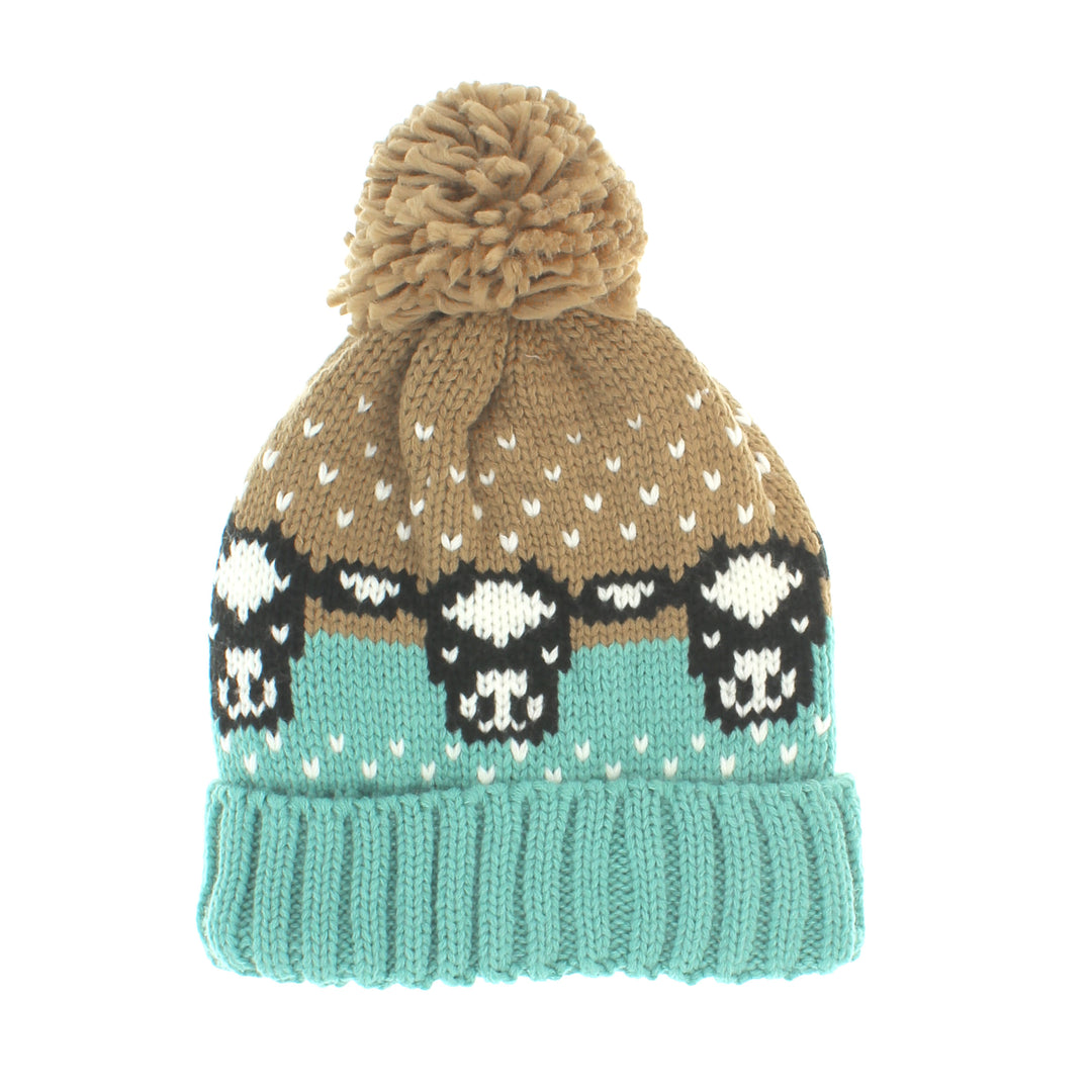Cow Bobble Hat Turuoise