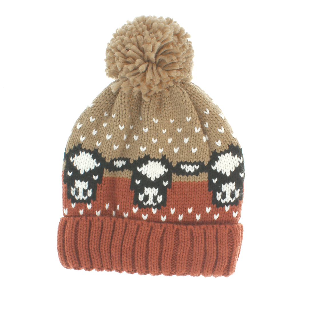 Cow Bobble Hat Rust