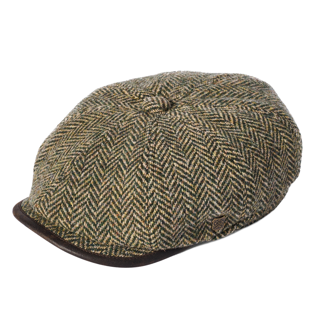 Failsworth Shelby Bakerboy Cap Green Herringbone
