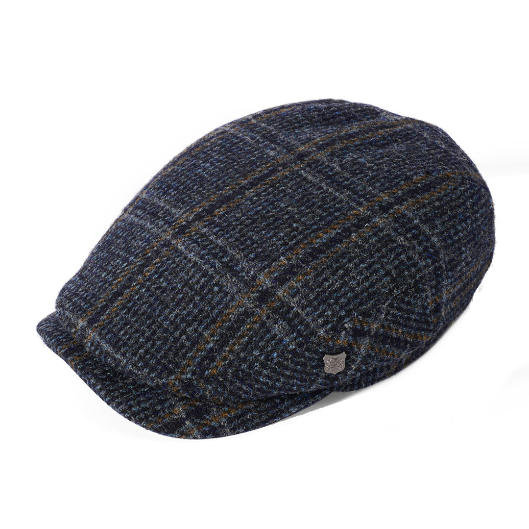 Failsworth Finsbay Harris Tweed Flat Cap In Blue 461