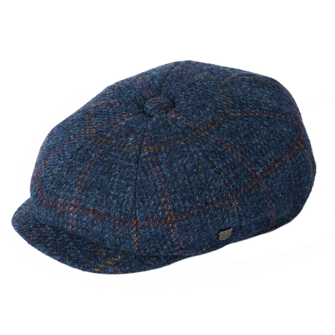 Carloway Harris Tweed Bakerboy Cap In Blue 4060 From Failsworth
