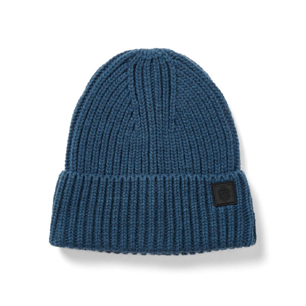 Failsworth Chunky Ribbed Cuff Beanie Hat Petrol Blue