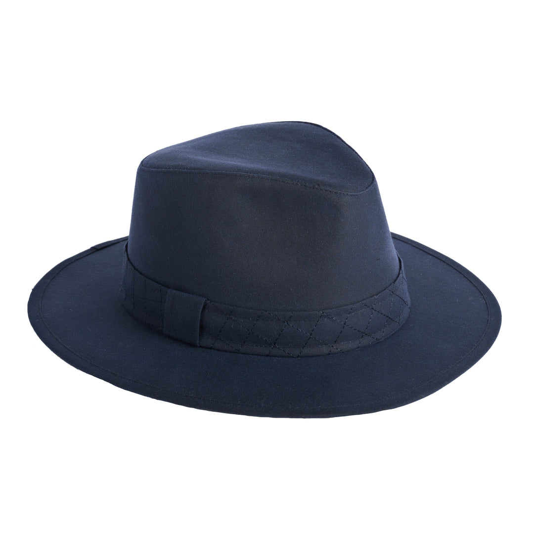 Failsworth Ladies Wax Drifter Fedora In Navy