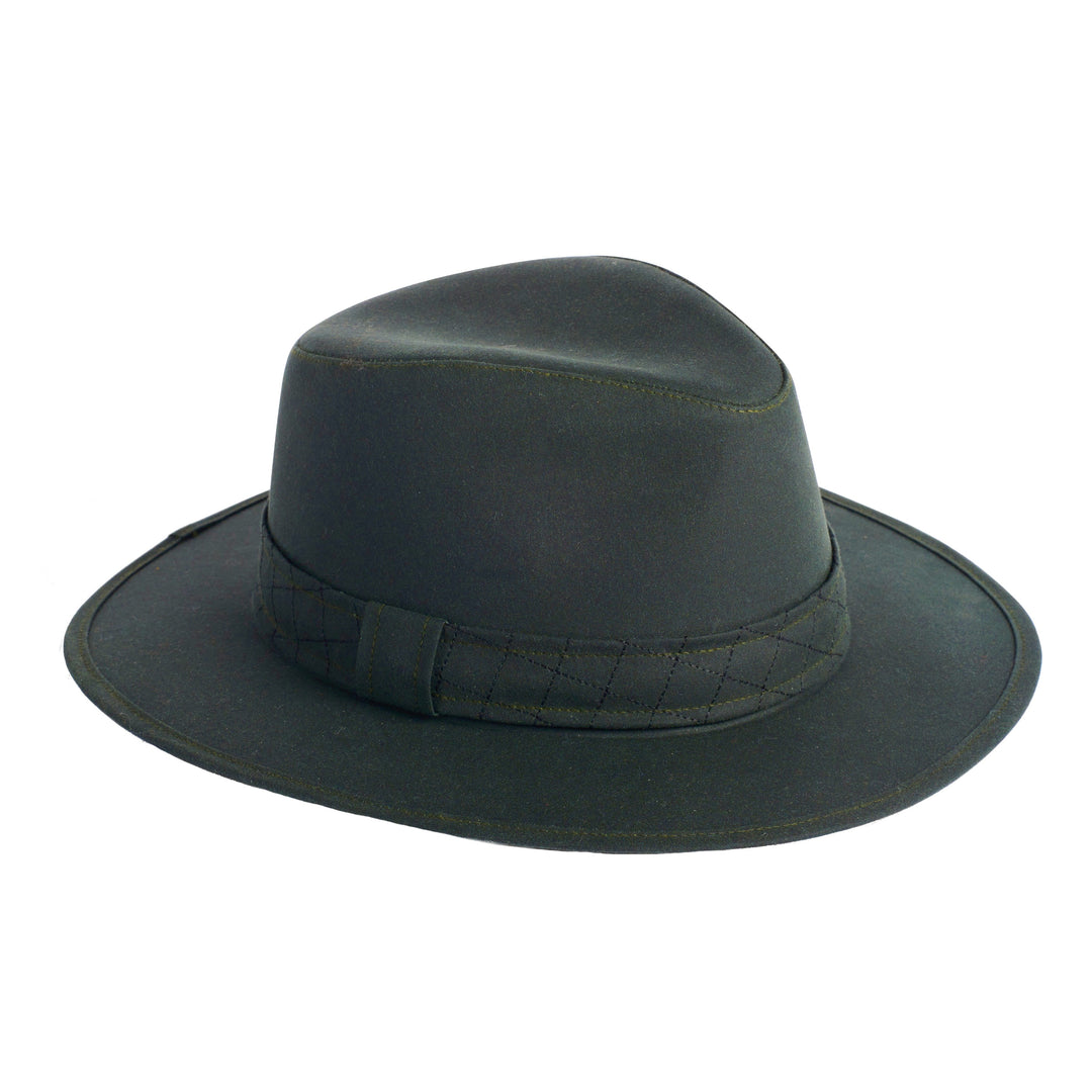 Failsworth Ladies Wax Drifter Fedora In Olive