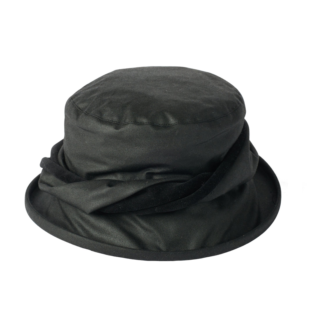 Failsworth Ladies Waxed Cotton Hat With Twist in Black
