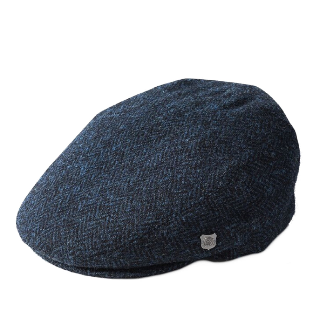 Failsworth Stornoway Harris Tweed Flat Cap Colour 3302 Blue Herringbone