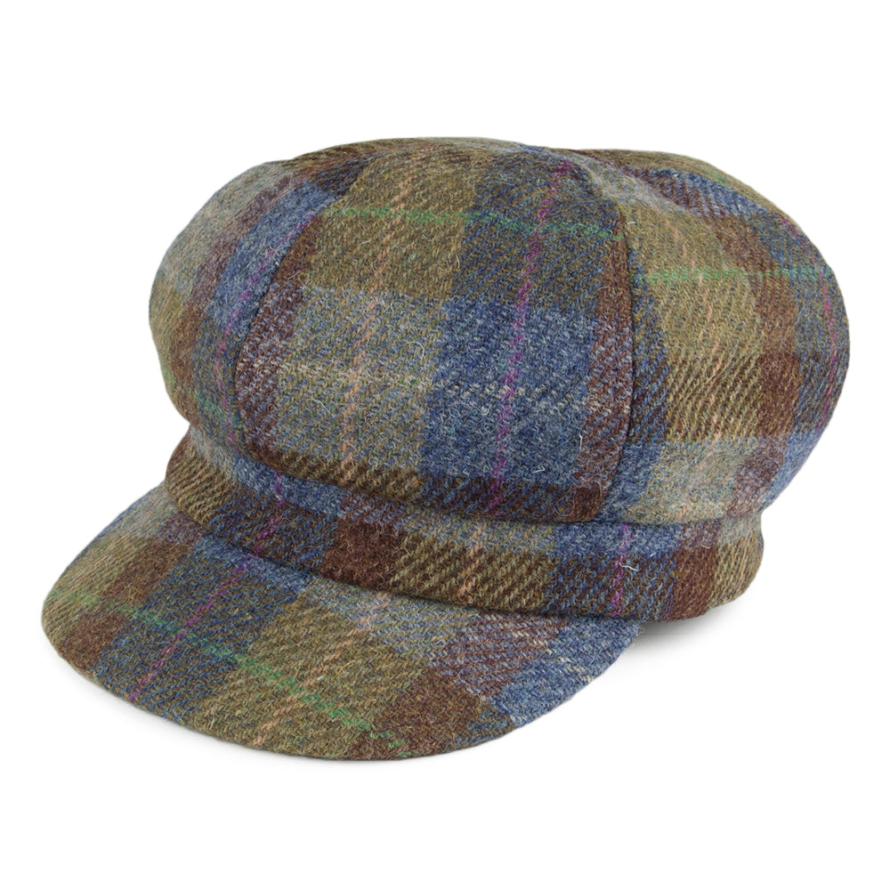 Failsworth Ladies Harris Tweed Cap Blue/Green Check