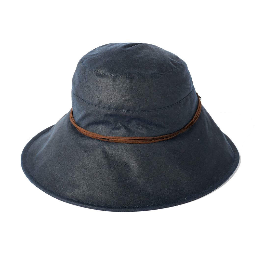 Failsworth Ladies Waxed Cotton Wide Brim Cloche Navy