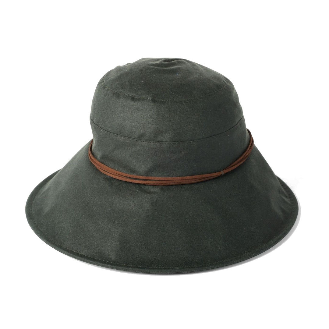 Failsworth Ladies Waxed Cotton Wide Brim Cloche Olive