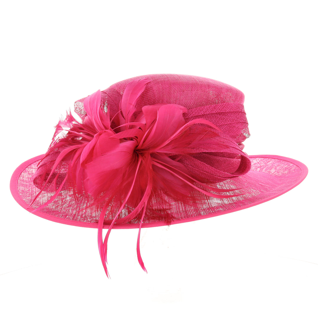 Wide Brim Sinamay Wedding Hat Magenta Pink