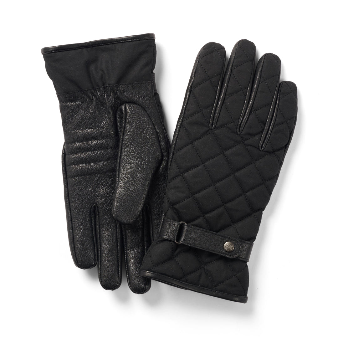 Men's Failsworth Wax Quilted & Leather Gloves Black