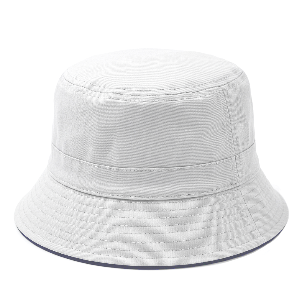 White Cotton Bucket Sun Hat With Navy Piping – The Hat Company