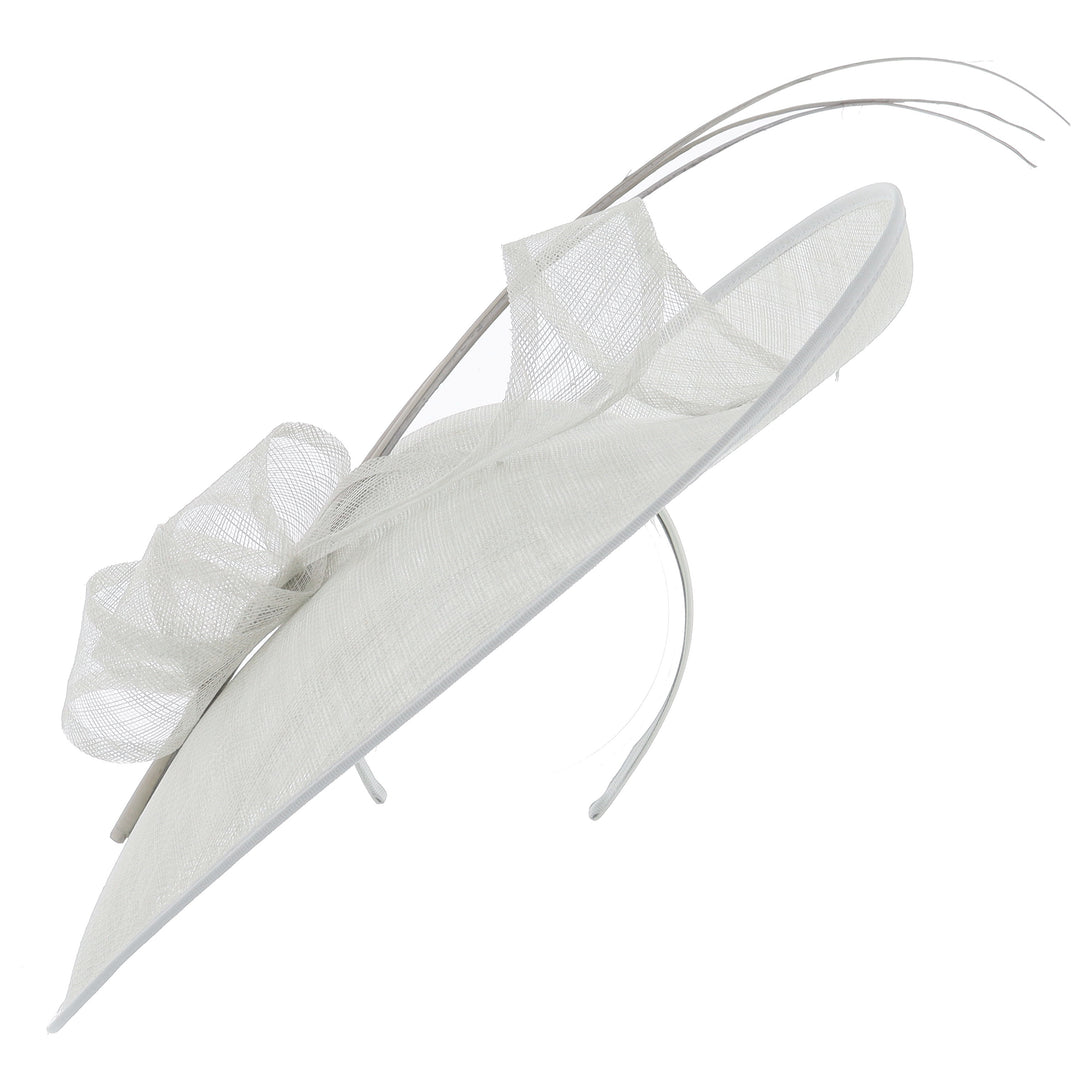 Silver Large 40cm Sinamay Disc Headband Fascinator, from Elegance Boardmans