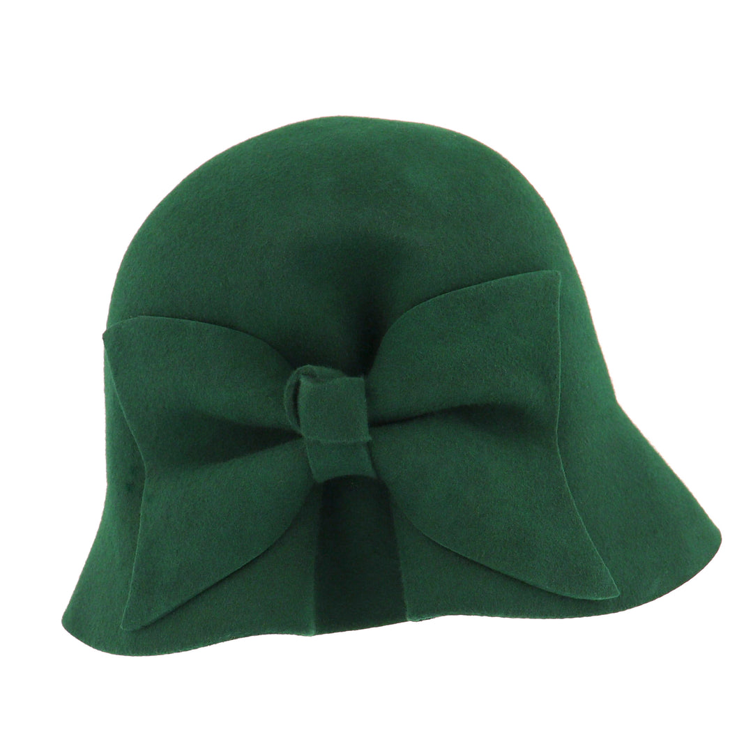Green Bow Wool Cloche Hat From Fischer Accessories