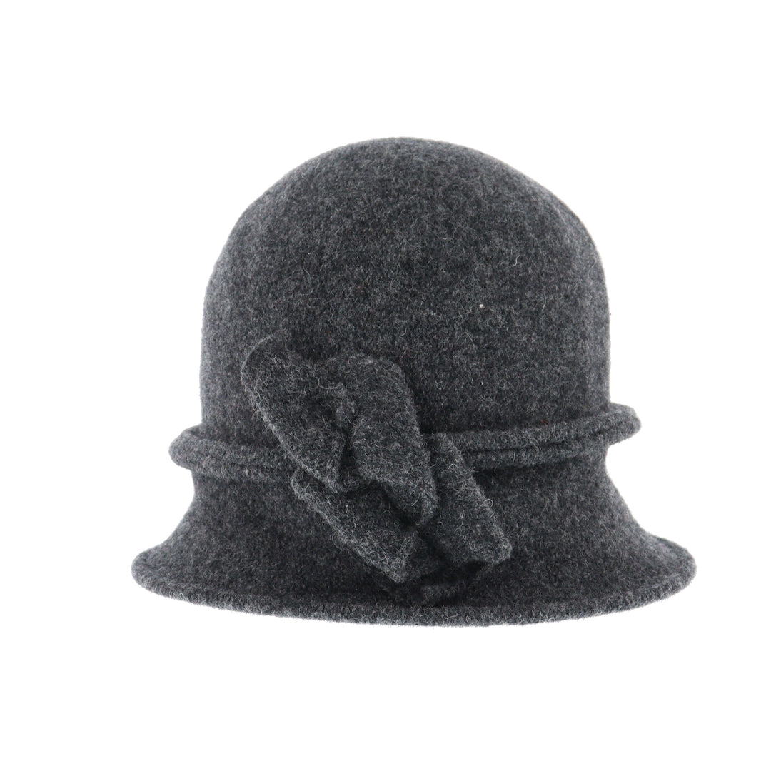 Charcoal Grey Twist Detail Wool Pull On Cloche
