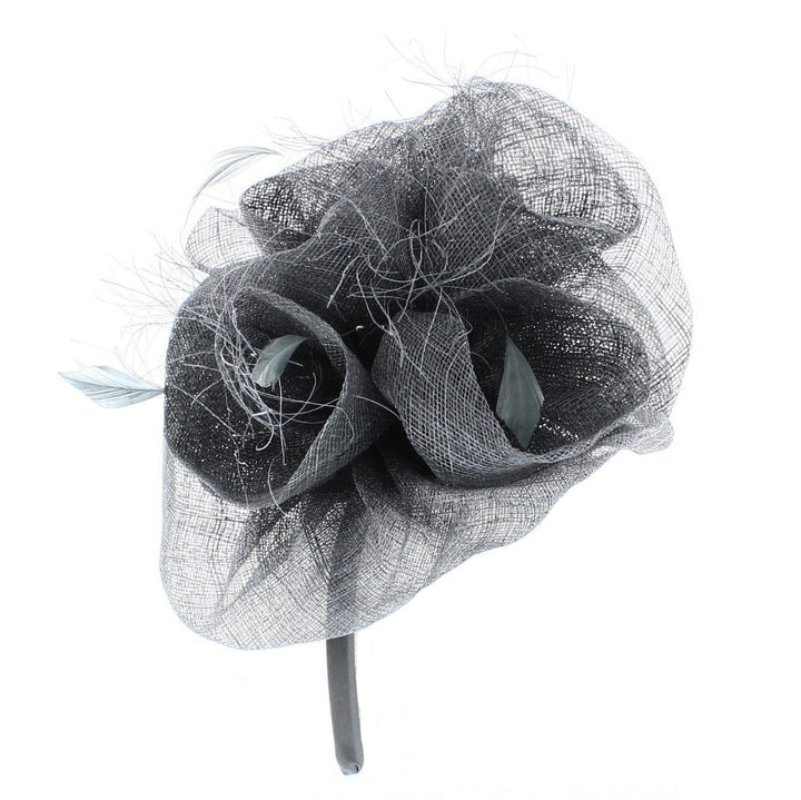 Midnight Grey Pheobe Sinamay Headband Fascinator