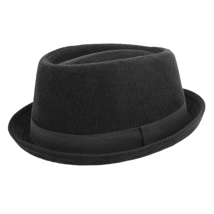 Corduroy Black Pork Pie Hat