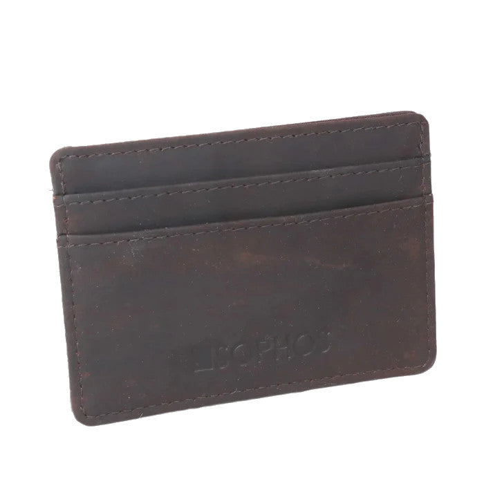 Credit Card Holder Wallet Brown Leather & Blue Harris Tweed