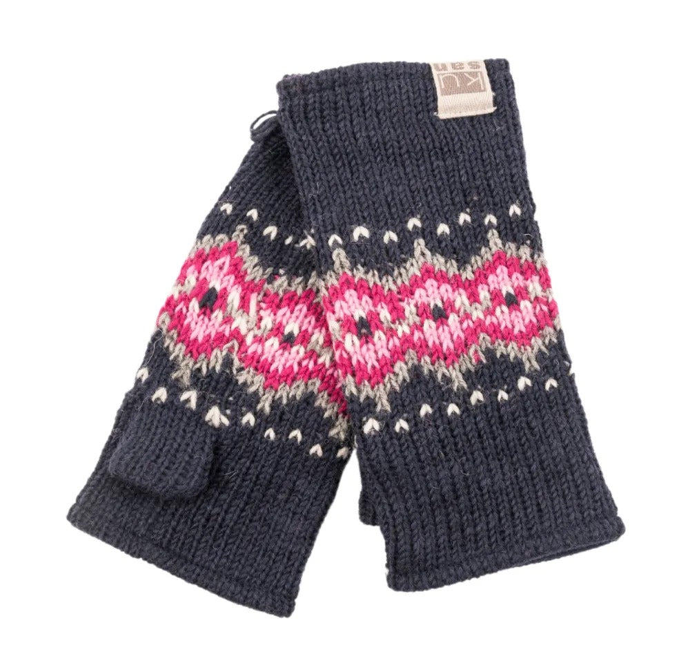 Kusan Wool Handwarmers Blue/Pink