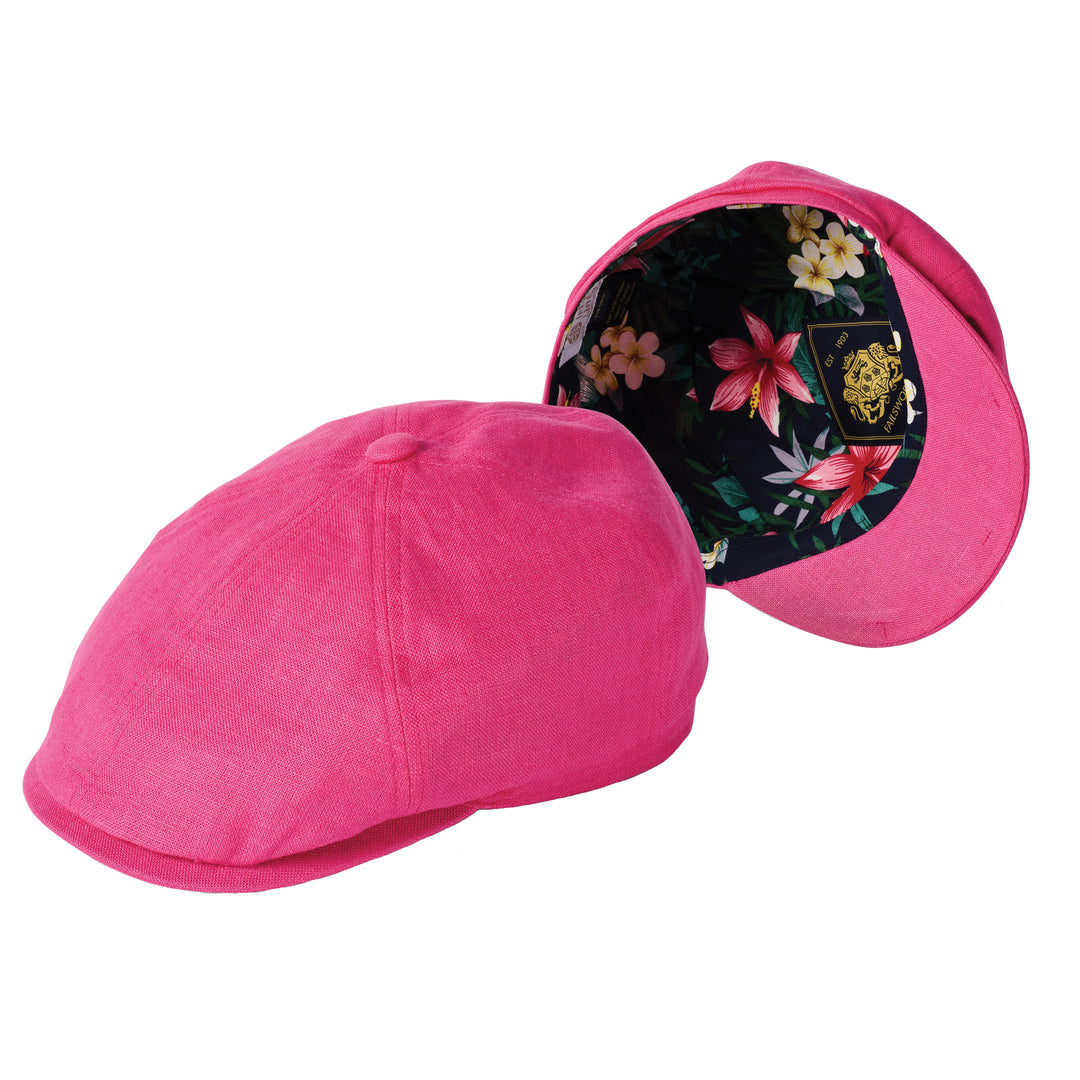 Failsworth Linen Hudson 6 Panel Cap In Flamingo Pink