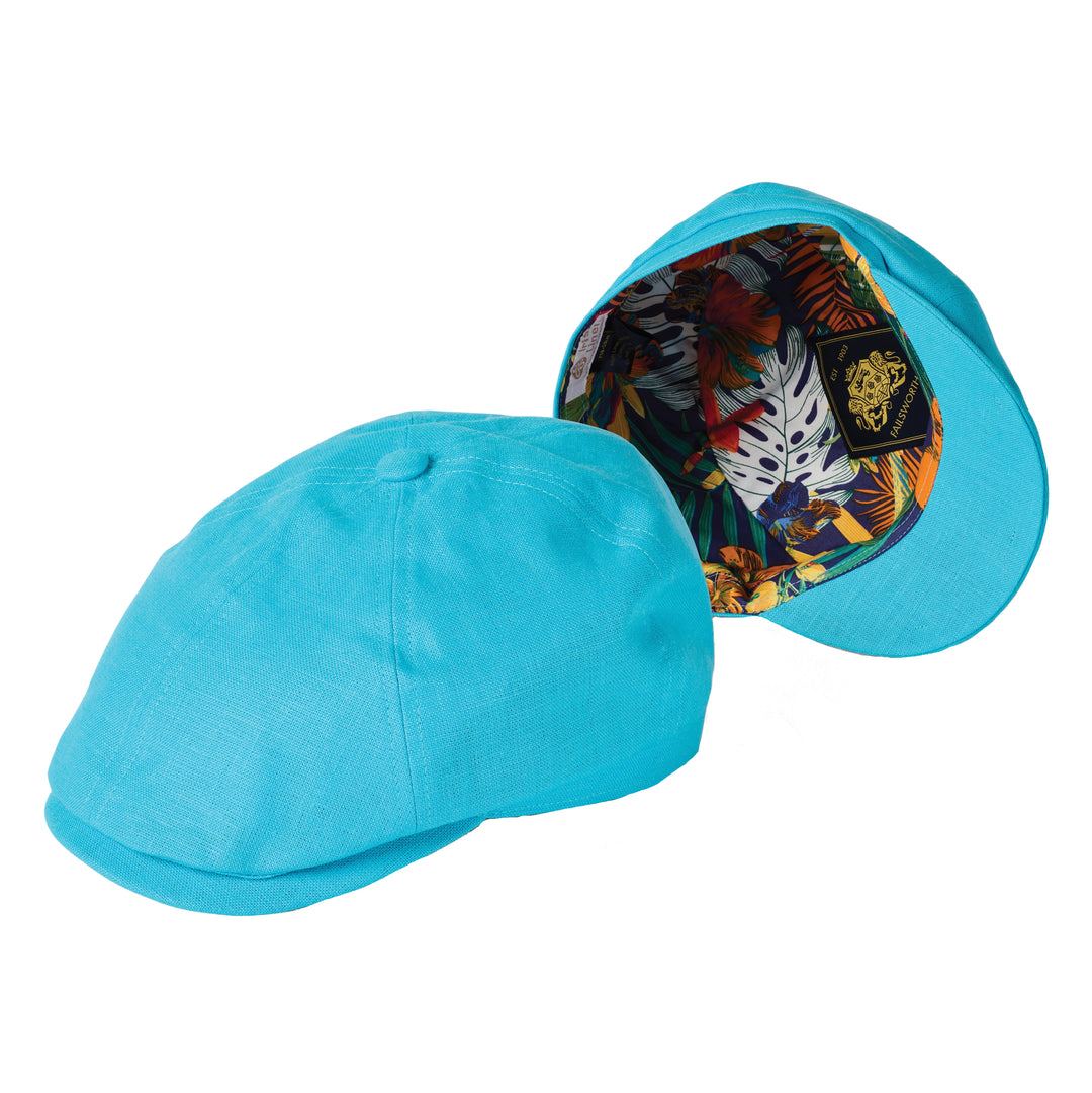 Failsworth Linen Hudson 6 Panel Cap In Aqua Blue