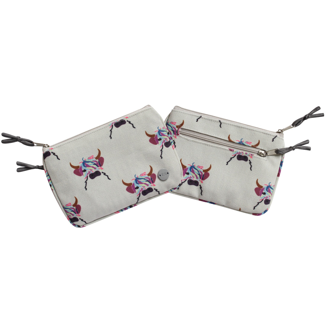 Highland Cow Juliet Cotton Canvas Coin Purse by Earth Squared