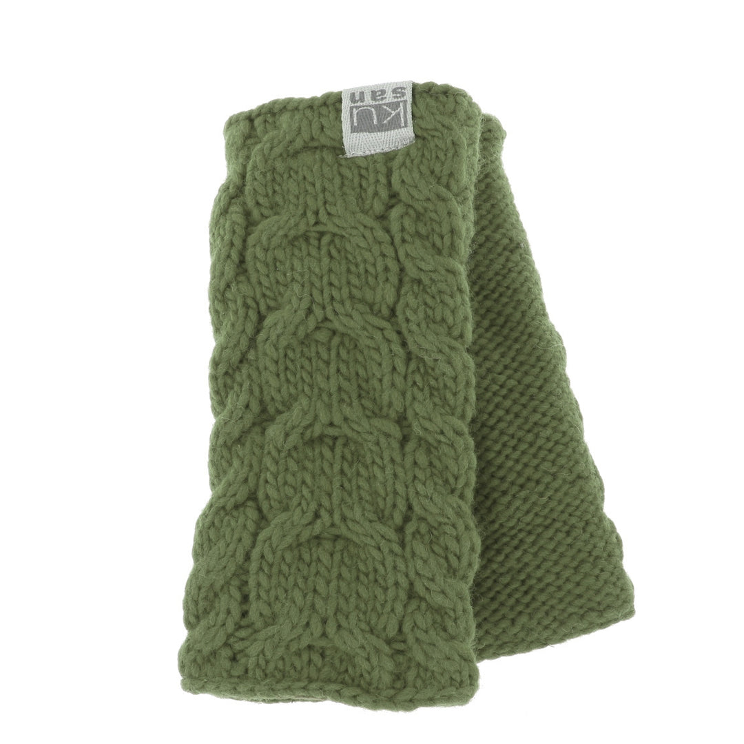 Kusan Cable Knit Wool Handwarmers Khaki