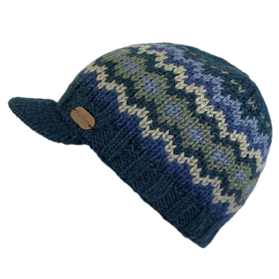 Kusan Peaked Beanie Cap Teal