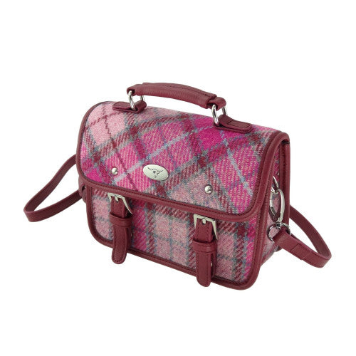 Glen Appin Harris Tweed Bervie Mini Satchel Bag Vibrant Pink