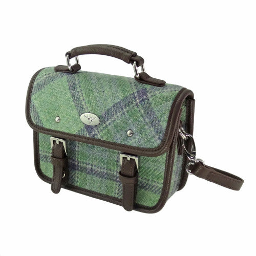 Glen Appin Harris Tweed Bervie Mini Satchel Bag Green Stewart