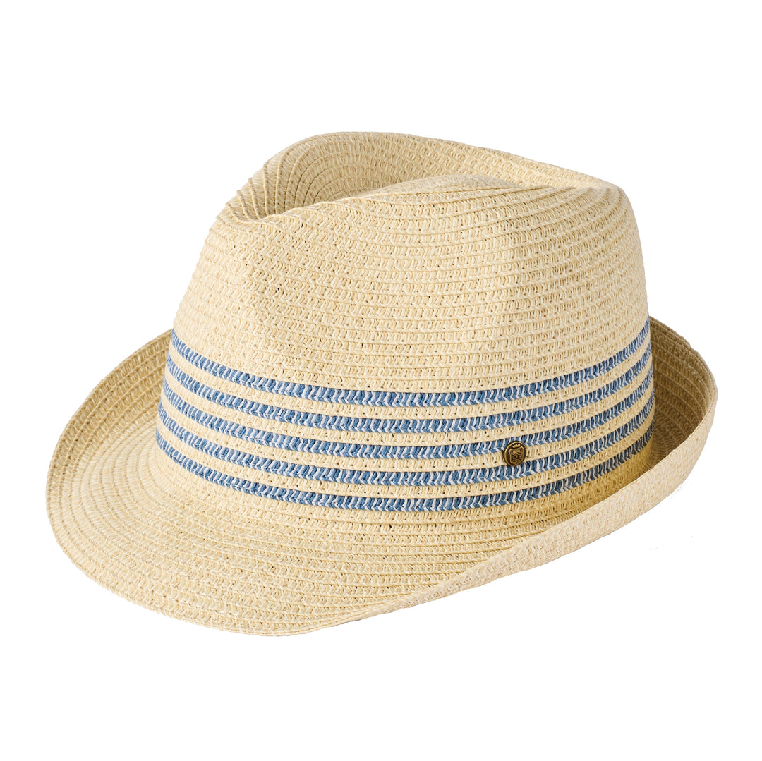 Failsworth Lucca Summer Straw Trilby Hat With Denim Trim