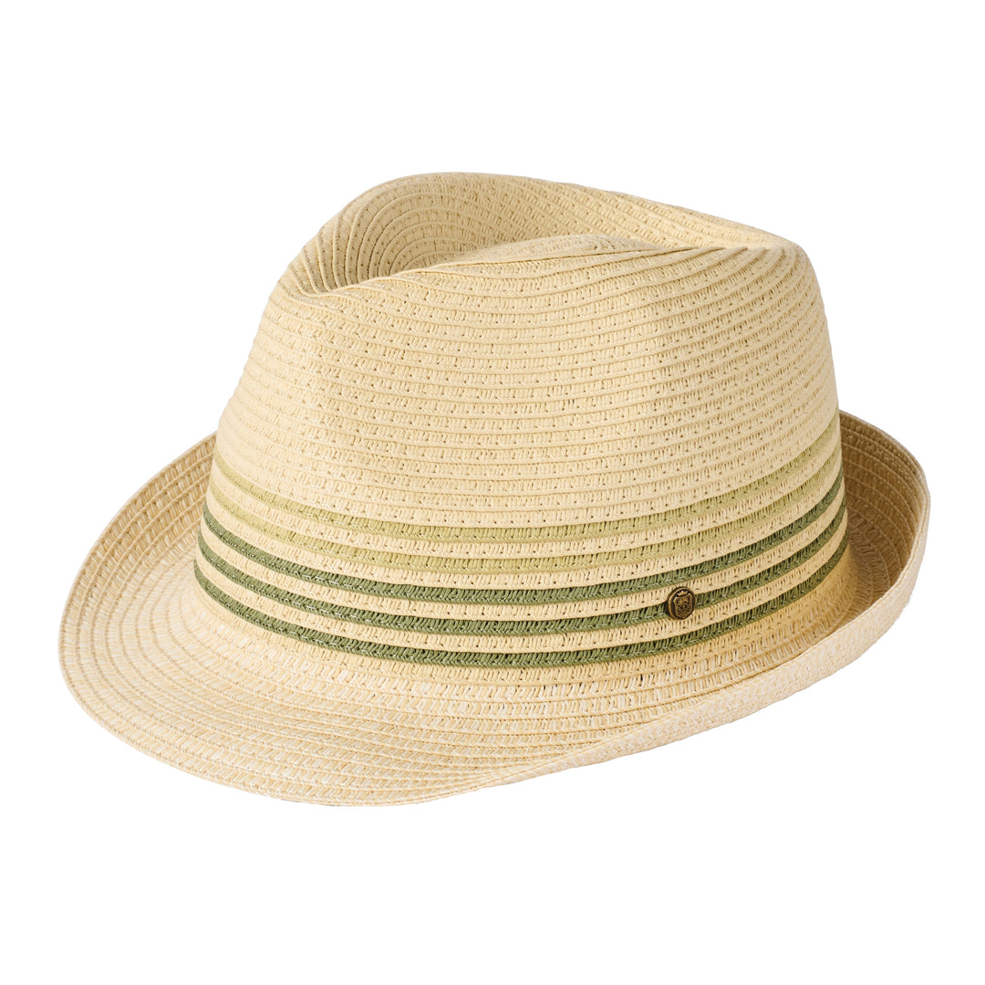 Failsworth Lucca Summer Straw Trilby Hat With Sage Trim