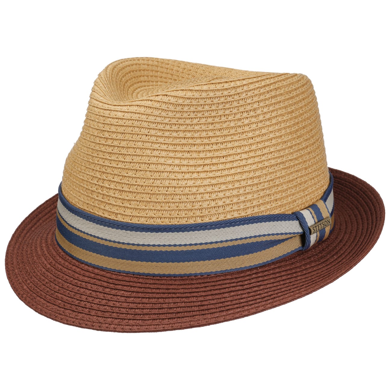 Stetson Licano Toyo Straw Summer Trilby Hat Beige/Red