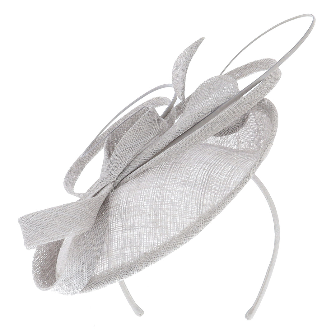 Metallic Silver Small Sinamay Disc Headband Fascinator (168)