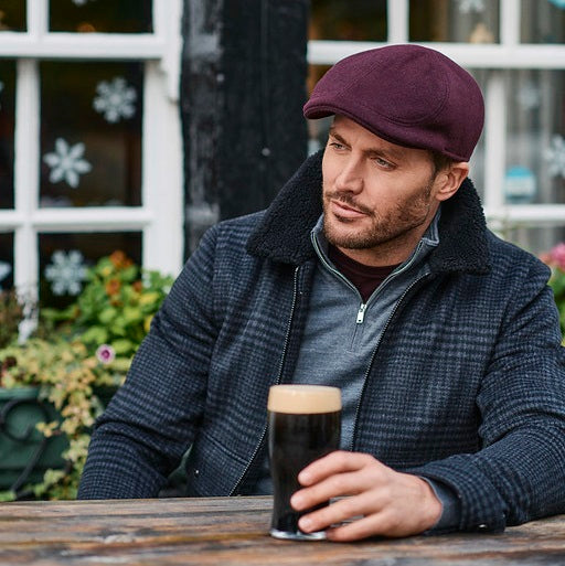 Failsworth Porto Wool Blend Duckbill Peak Cap in Merlot