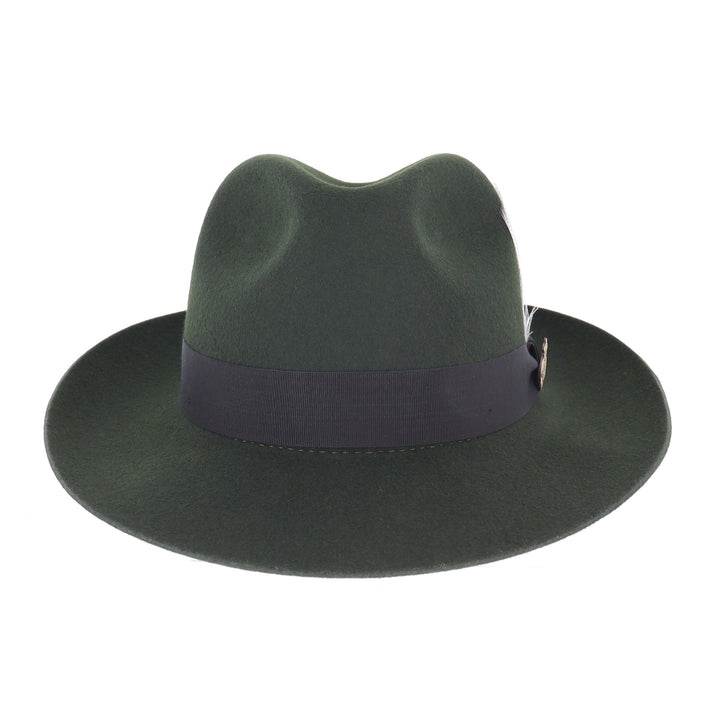 Grosvenor Wool Felt Fedora Hat in Moss Green