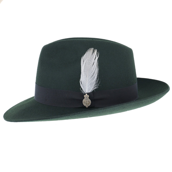 Grosvenor Wool Felt Fedora Hat in Moss Green