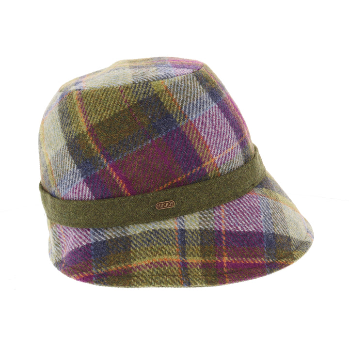 Purple & Green Check 100% Wool Ladies 'Clodagh' Cloche Hat