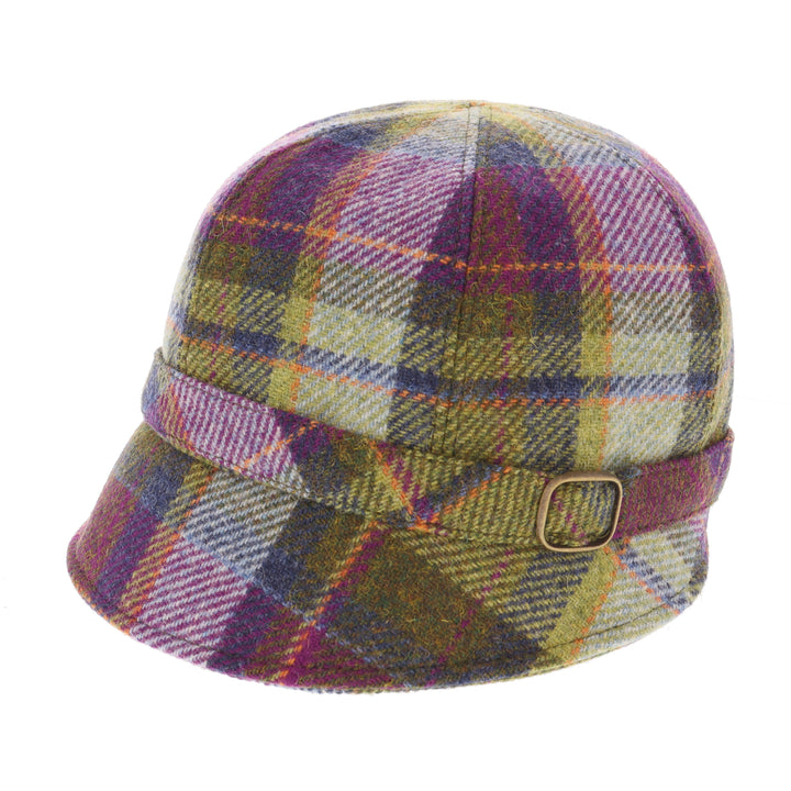 Purple & Green Check 100% Wool 'Flapper' Hat