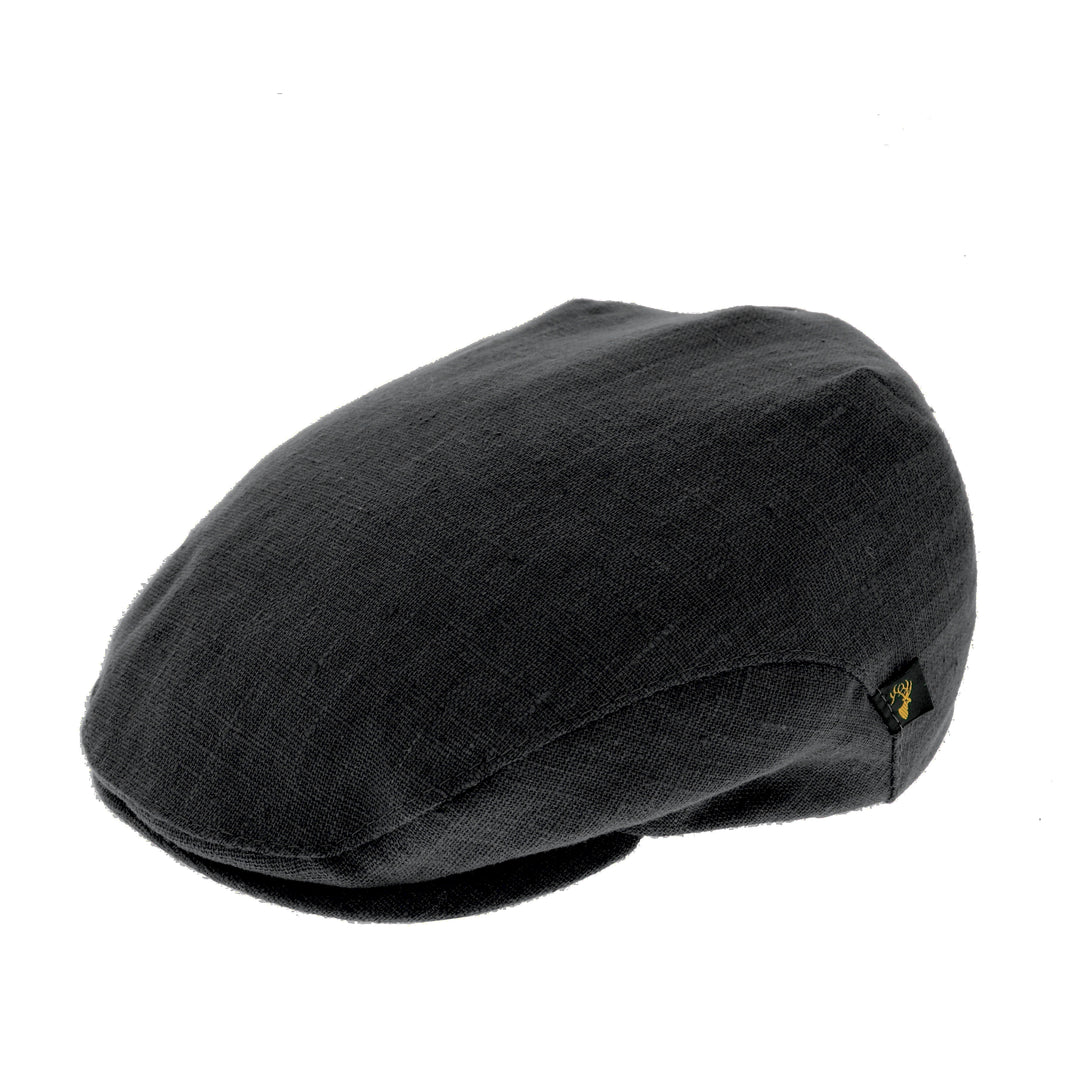 Mucros Weavers Trinity Linen Flat Cap In Black
